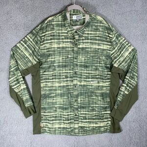 Simms Insect Shield Men's XXL Fishing Green Plaid Poly Button Long Sleeve Shirt